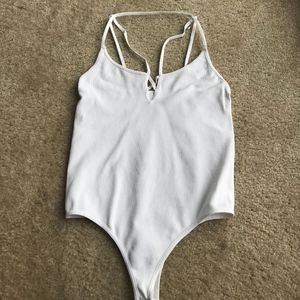 Free People White Strappy Bodysuit